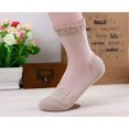 thumbnail image 2 of Pavied Crew Socks No Show Socks WomensUltrathin Short Lace Transparent Socks Beautiful Elastic Crystal Socks Socks for Women Khaki One Size, 2 of 3