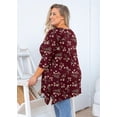 thumbnail image 7 of SHOWMALL Plus Size Tops for Women Tunic 3/4 Sleeve Clothes Floret 2X Blouse Swing Tunic Clothing Side Split Crewneck Flowy Shirt for Leggings, 7 of 7