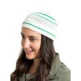 thumbnail image 2 of Striped Beanie Kufi Caps Featuring Cool Designs and Patterns for Men & Women's, White w/Green Stripes, 2 of 4