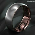 thumbnail image 5 of Tungsten Rings for Men Wedding Bands for Him Womens Wedding Bands for Her 8mm Silver Brushed Rose Gold Inlay, 5 of 6
