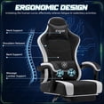 thumbnail image 2 of Vyrox Reclining Gaming Chair with Footrest, Massage Lumbar Support, Breathable Technical Fabric, Ergonomic Video Game Chair with Headrest, Black, 2 of 7