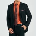 thumbnail image 6 of HISDERN Mens Dress Shirt and Tie Handkerchief Set Classic Formal Long Sleeve Shirts Orange, 6 of 9