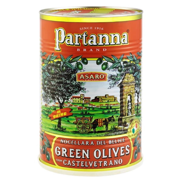 Partanna Castelvetrano Pitted Green Olives 5 pound Tin Cannister