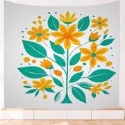 Ethnic Boho Bedroom Tapestry Plants Bold Lines Washable Wall Hanging Tapestry, 51x59inch Modern Retro Boho Midcentury Scandinavian Tapestries for Office House Bedroom Living Room College