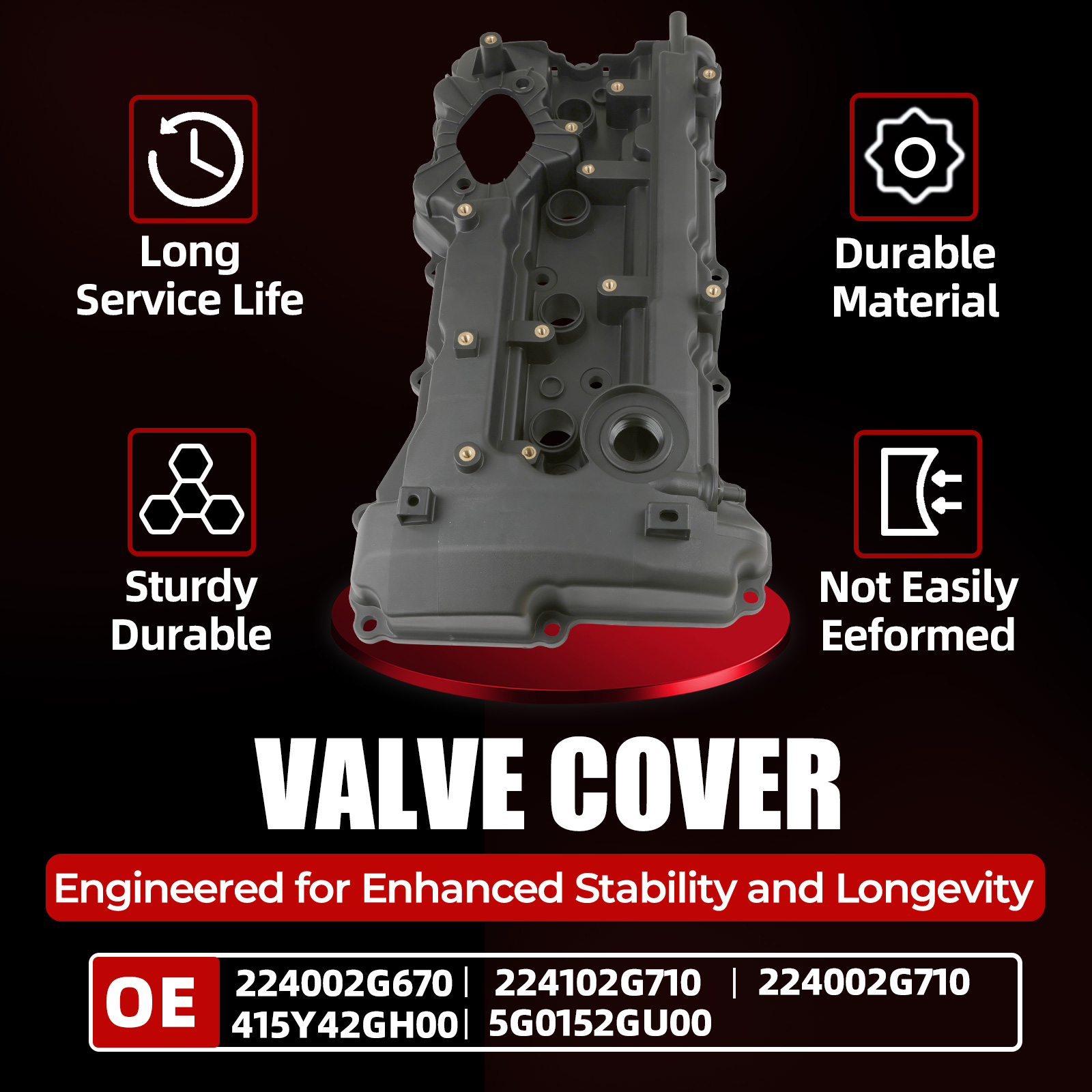 MITZONE Upgrade Valve Covers Compatible with Hyundai Tucson Santa Fe Sport Sonata Kia Sportage Optima Sorento 2011-2016 2.0T 2.0L 2.4L Replace 224002G670