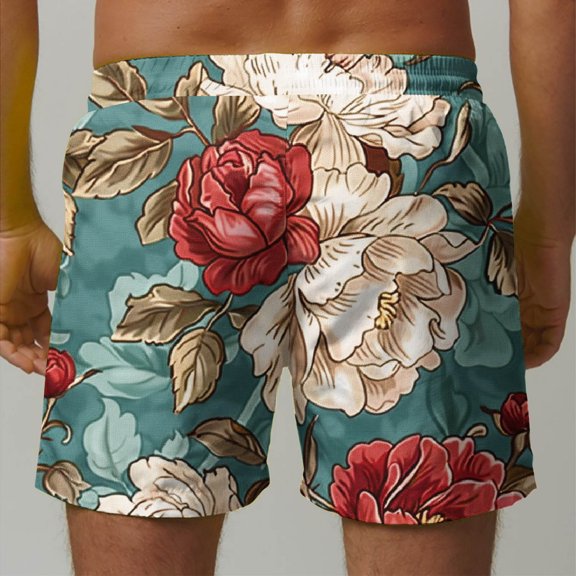 LYEAA Men Swim Trunks Plus Size Elastic Waist Summer Beach Big Men's Shorts Hawaiian Colorful Floral Printed Drawstring Surf Board Shorts Casual Sports Trendy Comfortable Swimsuit with Pockets 4XL
