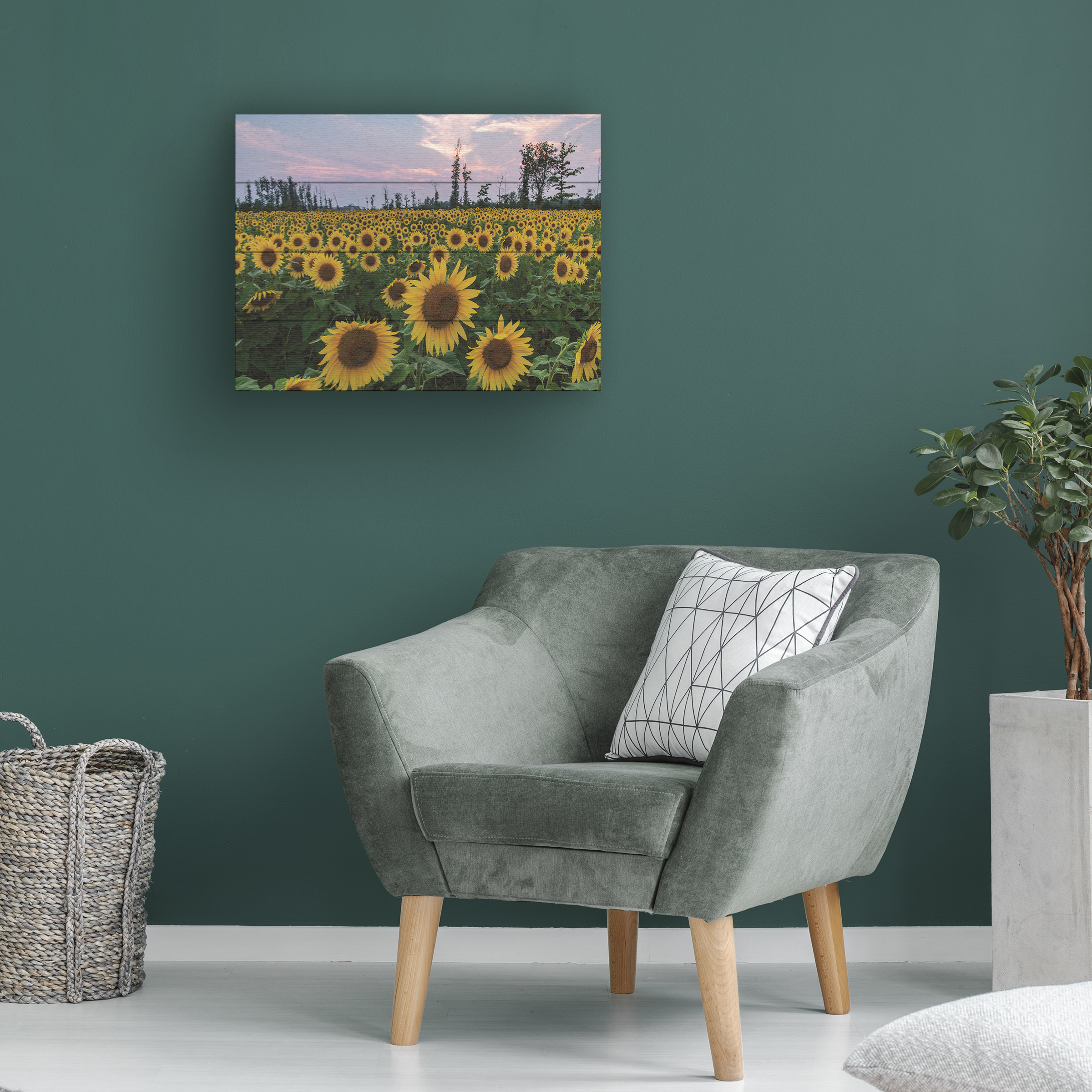 Kurt Shaffer 'Sunflowers Of Hope' Wood Slat Art 12x16