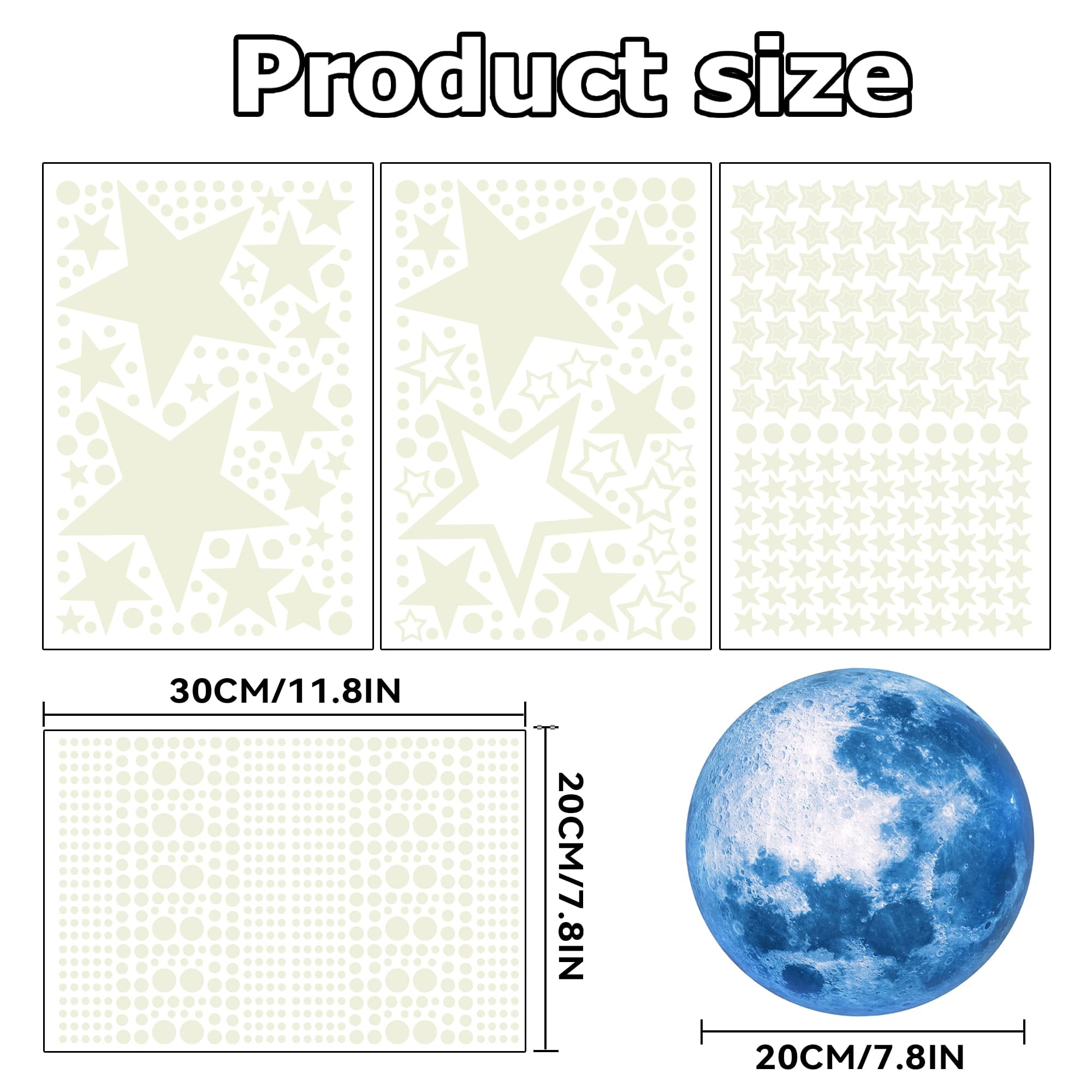 Neasyth Glow in The Dark Stars Stickers for Ceiling, 1108 Pcs Moon and Stars Wall Decals (Sky Blue)