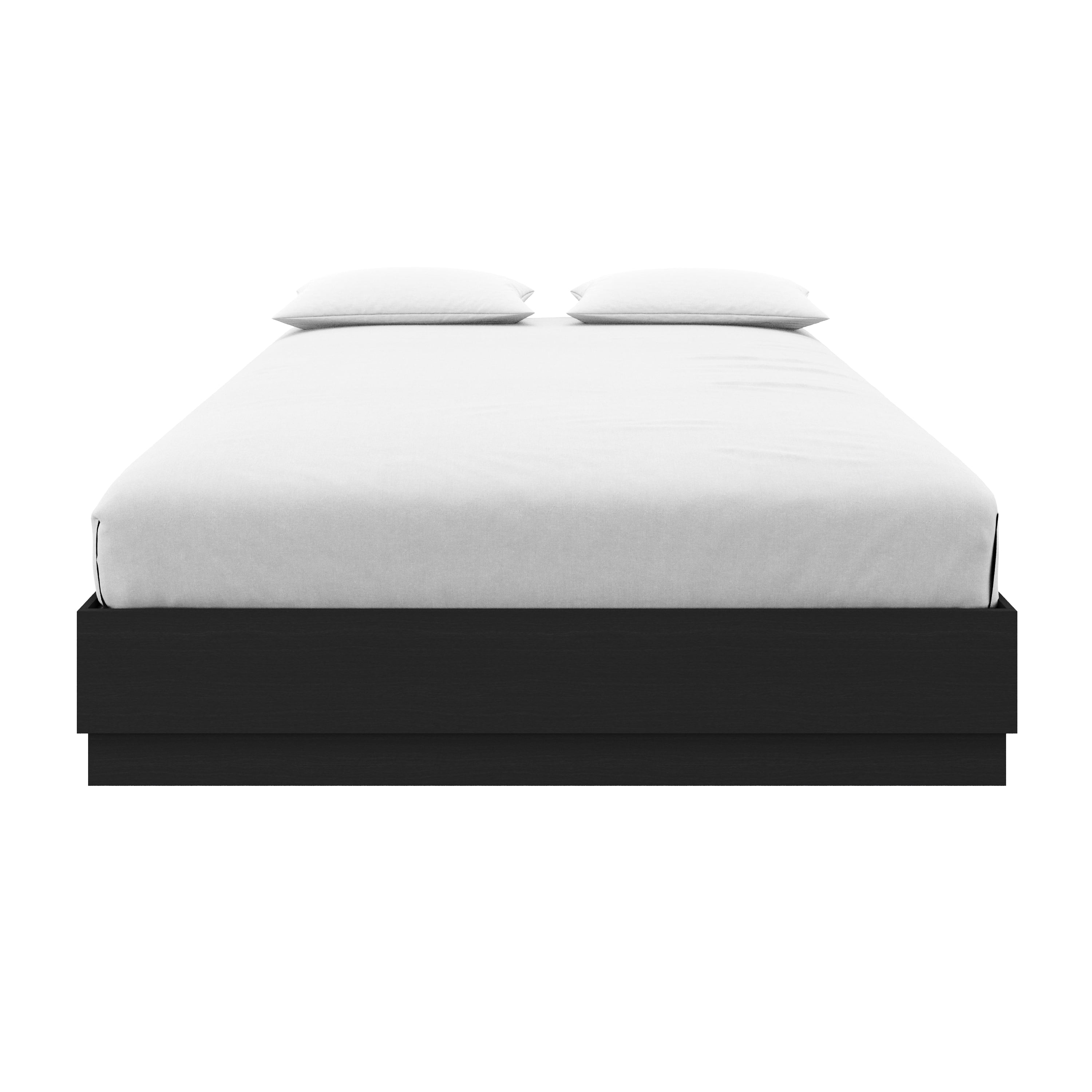 Nexera Milano King Size Platform Wood Bed Frame, Black Oak