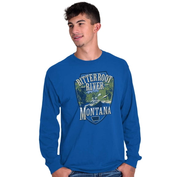 Montana Bitterroot River MT Kayaking Long Sleeve TShirt Men Women Brisco Brands S