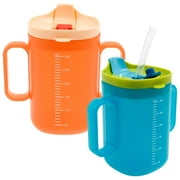 2Pcs Sippy Cup with Straw Portable Elderly Spill Proof Cup with Handle 300ML Feeding Mug Easy to Use Practical Non Spill Mug for Kids Seniors