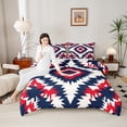 thumbnail image 5 of Manfei Ancient bohemian Aztec Full Size Comforter Sets,Boho Tribal Gemetric Bedding Comforter Set,Red Blue White Bedding Sets For Men Women,Super Cozy Room Decor Reversible,3 Pieces, 5 of 9