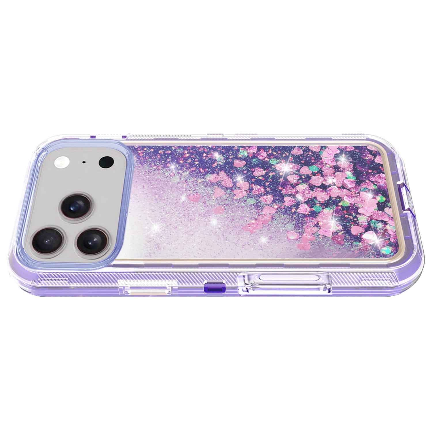 Protective Liquid Glitter Shockproof Bumper Case for iPhone 17 Pro Max - Purple