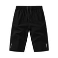 thumbnail image 5 of Chiccall Men's Running Shorts Casual Stretch Elastic Waist Drawstring Capri Pants Below Knee Workout Jogging Long Shorts with Zipper Pockets Black S, 5 of 6