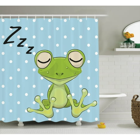 Cartoon Decor Sleeping Prince Frog In A Cap Polka Dots Background