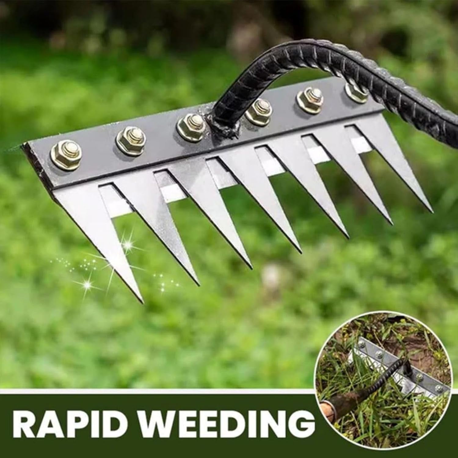 Gardinea Iron Weeding Rakes, Gardenia Iron Weeding Rakes, Iron Rake for Gardening and Weeding, Ironrake 2.0 Upgraded 5/6/7/8 Teeth Heavy-Duty Ironrake for Gardening