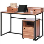 Merax Wood Writing Desk With Cabinet Contemporary Computer Desk With Storage Cabinet Set