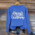 thumbnail image 1 of IDALL Chandails à Capuchon pour Femmes Sweat à Capuche Graphique de Noël Chandails en Molleton pour Femmes Joyeux Noël Imprimé Lettre Col Rond Manches Longues Chandail en Molleton Pull de Noël Cadeaux de Noël Liquidation Bleu S, 1 of 4