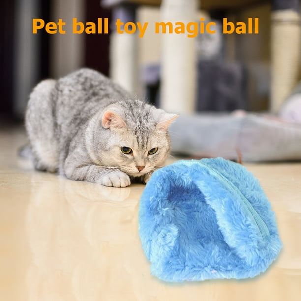 Amyove Pet Magic Roller Ball Toy Dog Cat Battery Powered Automatic Plush Rolling Ball Interactive Funny Floor Cleaner 25911 color Box