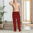 thumbnail image 2 of Balery Retro red and Black Houndstooth Pantalones de pijama para hombre, pijama ultraligero, pantalón de descanso-3X-Large, 2 of 6