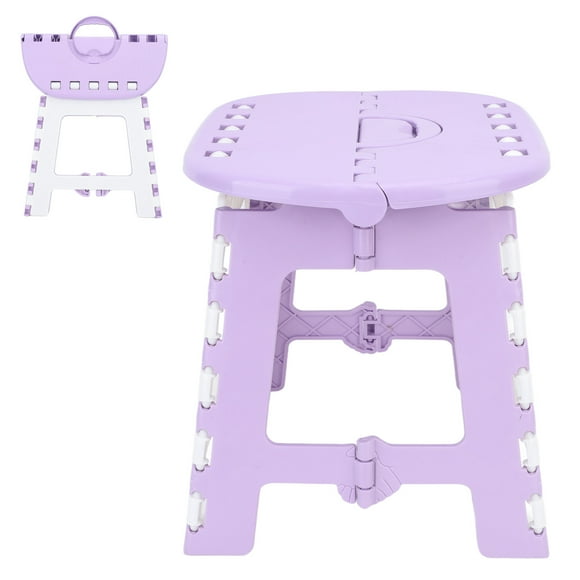 9" Plastic Step Stool, NonSlip Folding Stool with Handle, Portable Stool for Kitchen, Bathroom, Living Room, Foldable Stool for Adults and Kids, Blue
