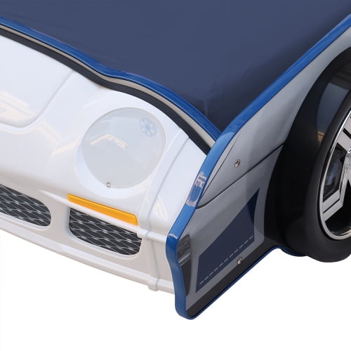 HICOMILA Hero Patrol Police Car Twin Bed ,Policeman Beds, Twin Bed Frame for Boys, LED Headlights, Full Guardrails,Easy Assembly
