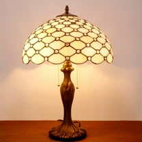 Tiffany Table Lamp Crystal Pear Bead Stained Glass Colorful Shade Reading Light W16H24 Inch Tall S005 LAMPS Parent Friend Kid Living Room Bedroom Study Coffee Bar Antique Art Craft Gift