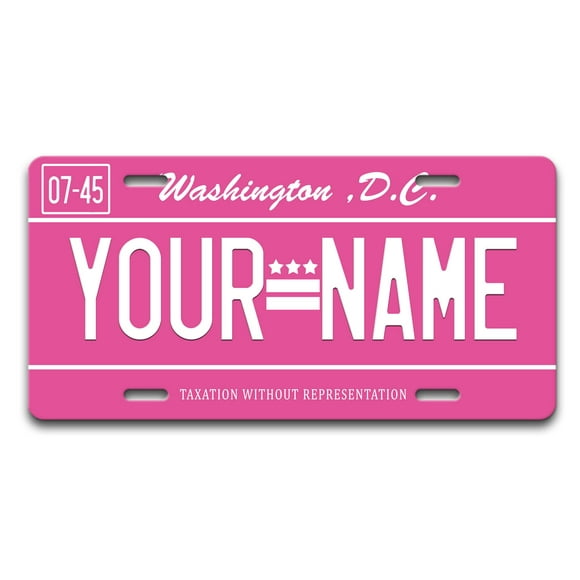 BRgiftShop Personalized Licence Plate Washington Dc Pink Holiday 2021 State car Vehicle 6x12 inches custom Name Auto Tag (All States Available)