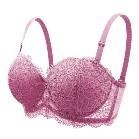 YLOMAY Women s Bras Underwear Womens Back Snaps Lace Bras Solid Color Comfy Stylish Brassiere Lady Loose Everyday Wear Pink 80BC
