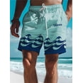 thumbnail image 4 of Waves Men's 3D Printed Board Shorts Swim Trunks Elastic Waist Drawstring Summer New Hawaiian Beach Style Letter Design Shorts, 4 of 5