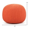 thumbnail image 2 of Gymax Pure Cotton Pouf Floor Ottoman Hand Knitted Footrest Cable Style Home Orange, 2 of 6