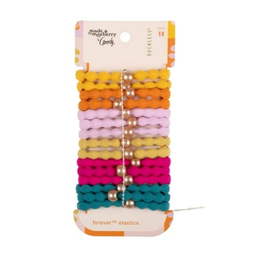 Goody Tru x Maeberry Forever Hair Elastics, Gentle & Secure Grip, All Hair Types, Multicolor, 15 Ct