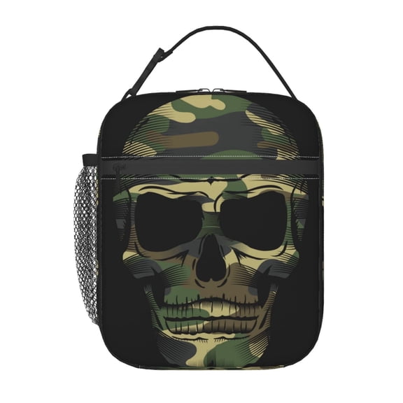 Camouflage Skull Lunch Box Boy Insulated Lunch Bag For Boys Girls,Waterproof LunchBox Cooler Tote Bag for Work, Picnic