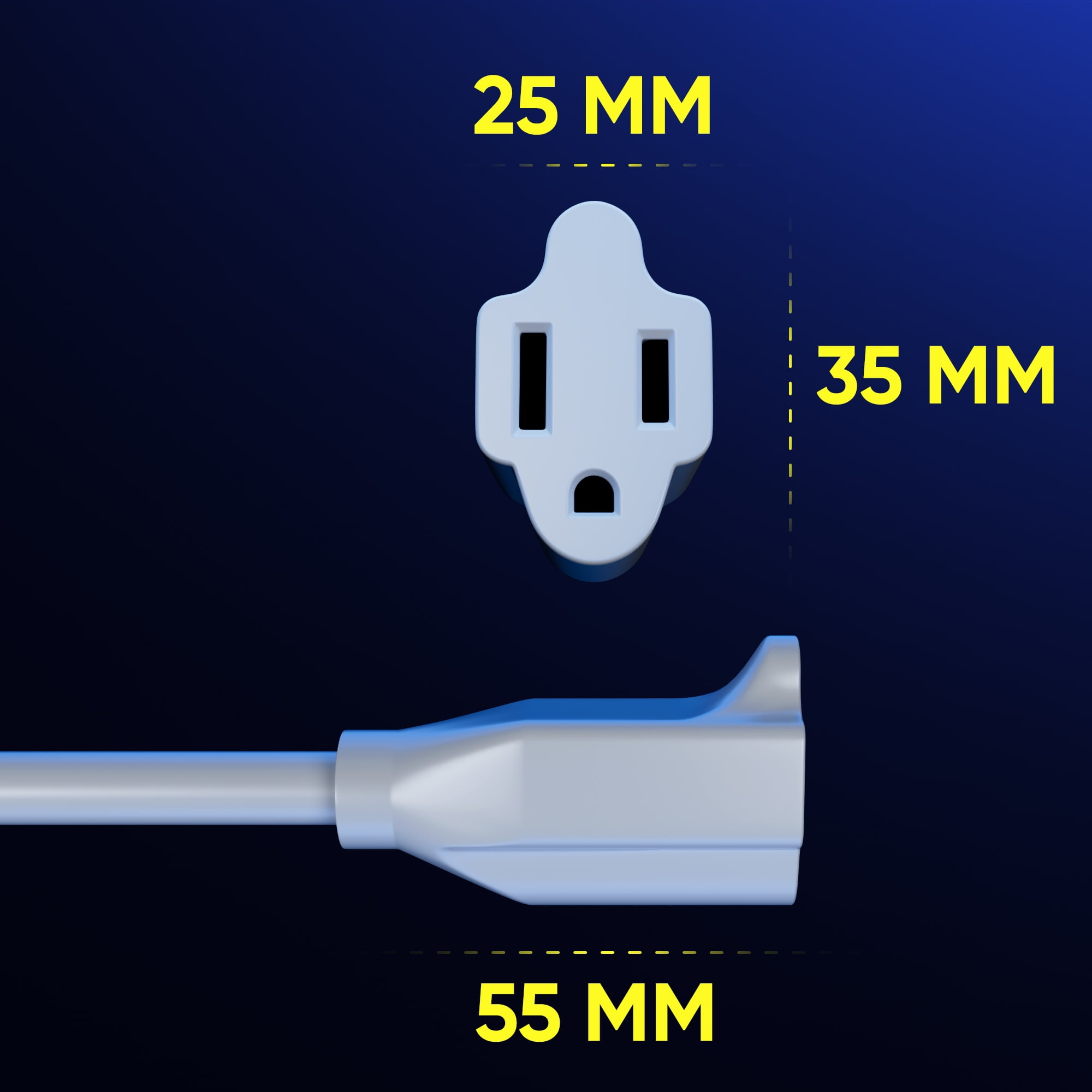 Maximm Extension Cord 0.5 Foot White Flat Plug, 360° Rotating Short Power Cord Single Outlet, Indoor 16 Gauge 3 Prong Grounded Wire UL Certified (6-inch, White)