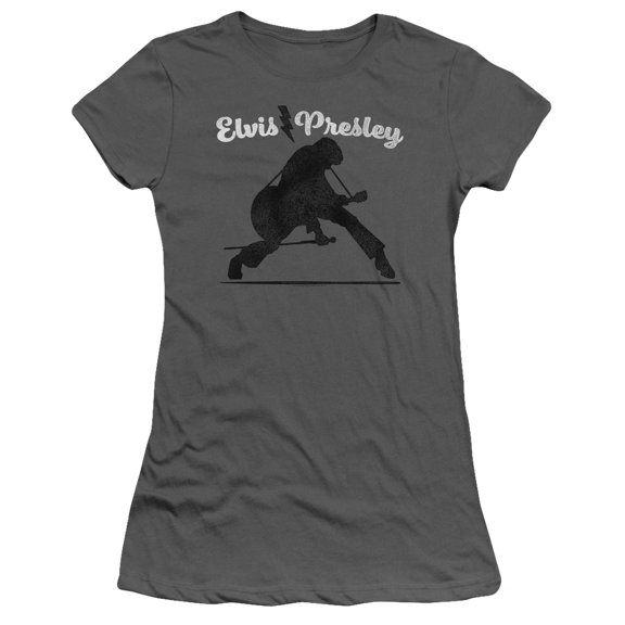Elvis Presley Overprint Junior Women's Sheer T-Shirt Charcoal