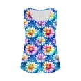 thumbnail image 4 of UPPADA Cute Tank Tops for Women Trendy Crewneck Floral Summer Tops Sleeveless Blouses Dressy Casual Graphic Tank Tops Blue,S, 4 of 5