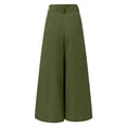 thumbnail image 5 of Lixiuxyad Stretchy Work Dress Pants For Women Palazzo Pants Summer Printed Cropped Cotton Linen Comfy Baggy Trousers With Pockets Elegant Party High Waist Wide Leg Trousers Flared Pants Green, 5 of 5