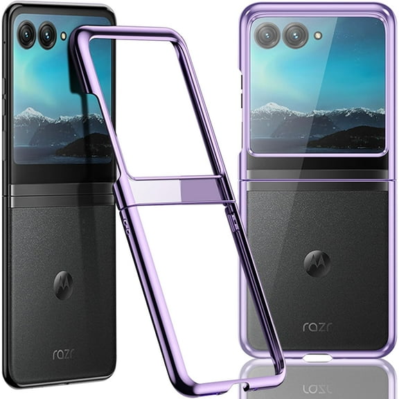 Compatible Clear Motorola Razr Plus Case 2023,Motorola Razr 2023 Case 5G,Slim Anti-Scratches Electroplate Protective Case for Motorola Razr 40 Ultra Phone Cases,Moto Razr Plus 2023 Case,Purple