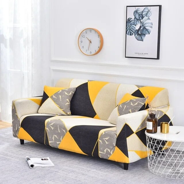 Housse de Sofa Géométrique 1/2/3/4 Places en Spandex Extensible en L Housses de Sofa Housses de Chaise Longue Housses de Canapé Protège-Meubles Étui