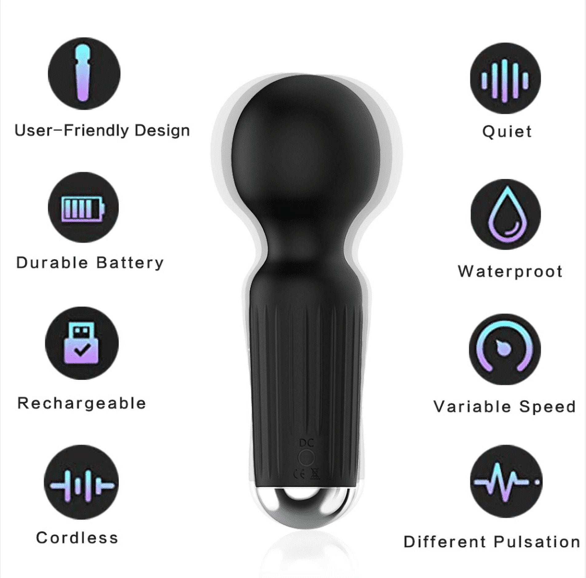 Powerful Mini Massager, Small Handheld Personal Massager with 10 Vibration Modes Waterproof Cordless Massager for Neck Shoulder Back Body Massage Sports Recovery Muscle Aches(Black),Topboutique