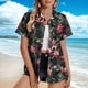 thumbnail image 2 of Pantalones Cortos para las Mujeres Sexy, Blusas de Estilo Hawaiano Impreso, Botón Arriba Cuello Turndown Superior, 2 of 5