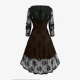 thumbnail image 4 of QATAINLAV Women's Gothic Hooded Dresses Lace-Up Front Long Sleeve Flowy Hem Midi Dress Ladies Halloween Witch Costumes, Coffee, L, 4 of 7