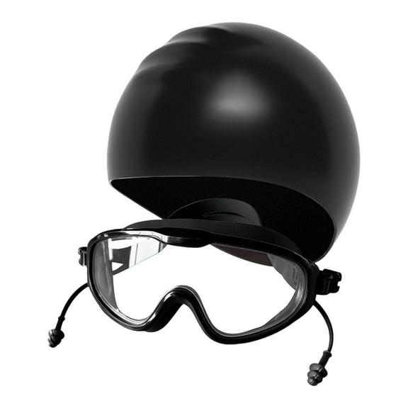 QccHieUs Swim Goggles And Cap with Ear Plugs for Adults, Adjustable Eyewear for Pool And Black