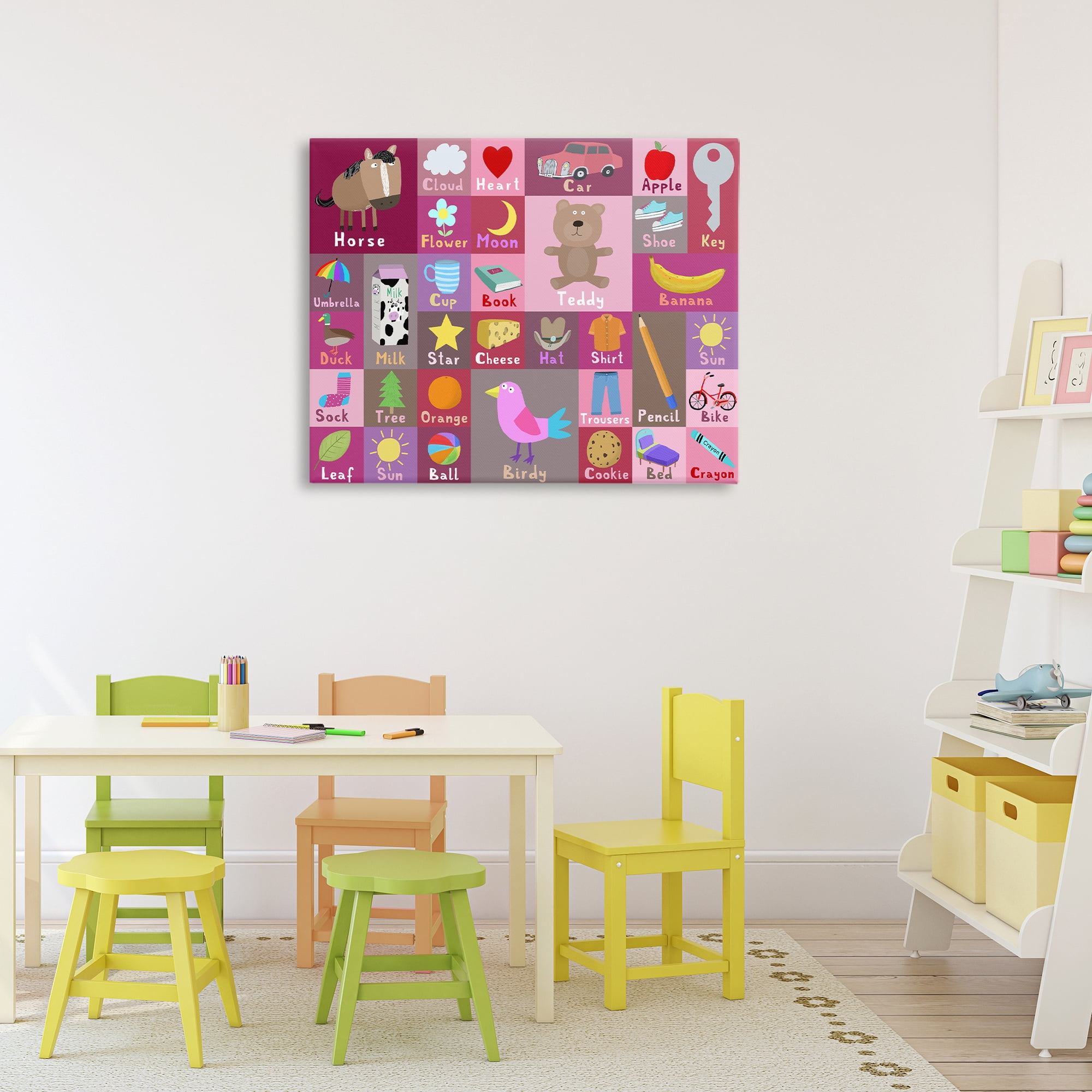 Stupell Industries Pink First Words Canvas Wall Art, design by Carla Daly