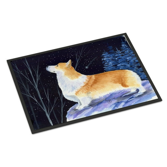 Carolines Treasures SS8373JMAT Starry Night Corgi Doormat 24x36 36"L x 24"W multicolor
