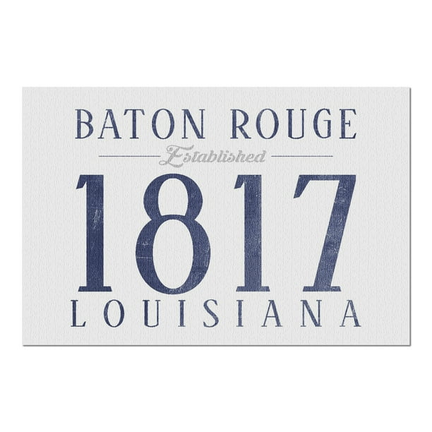 Baton Rouge, Louisiana - Established Date (Blue) (20x30 Premium 1000 Piece Jigsaw Puzzle, Made ...
