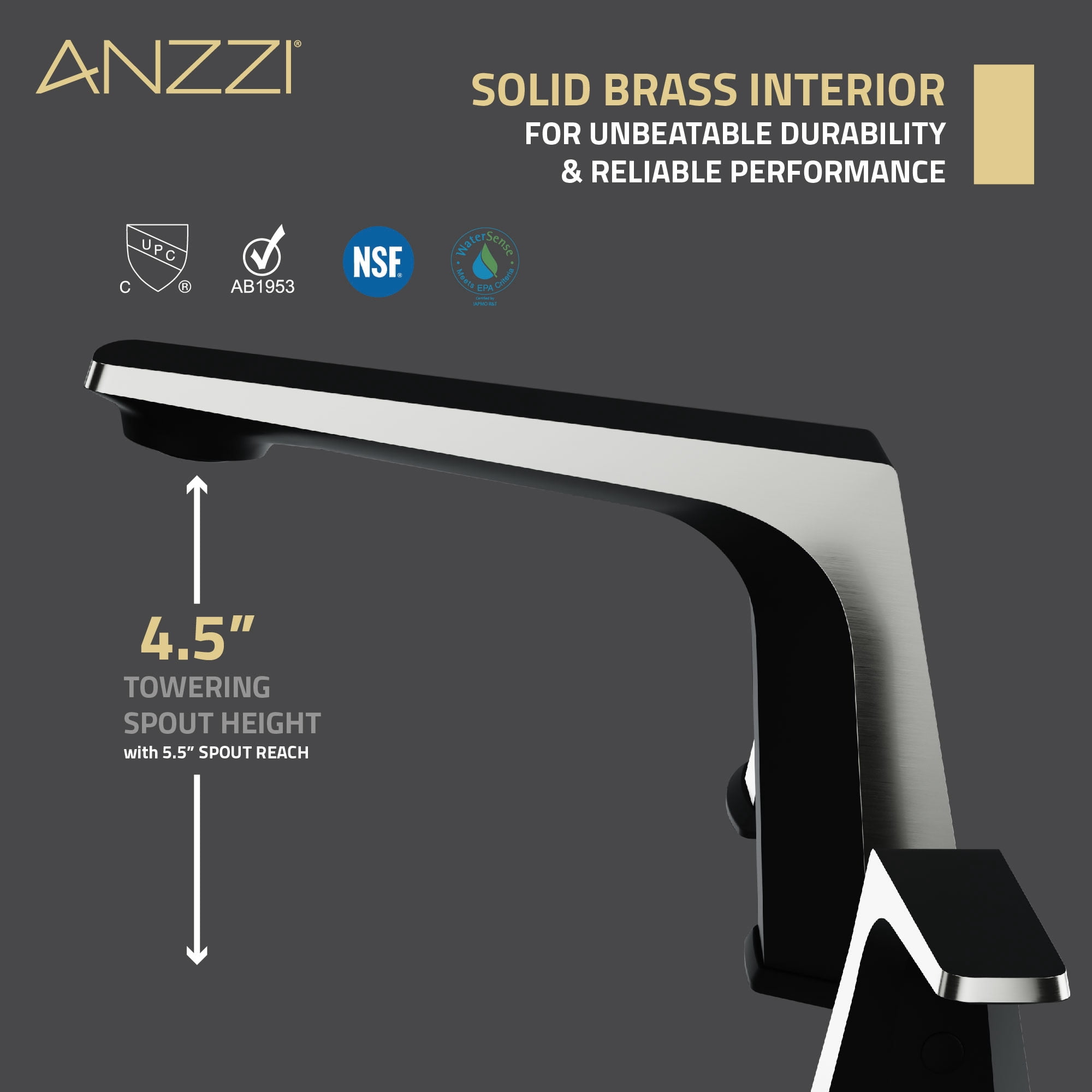 ANZZI 2-Handle 3-Hole 8 in. Widespread Bathroom Faucet With Pop-up Drain in Matte Black & Brushed Nickel