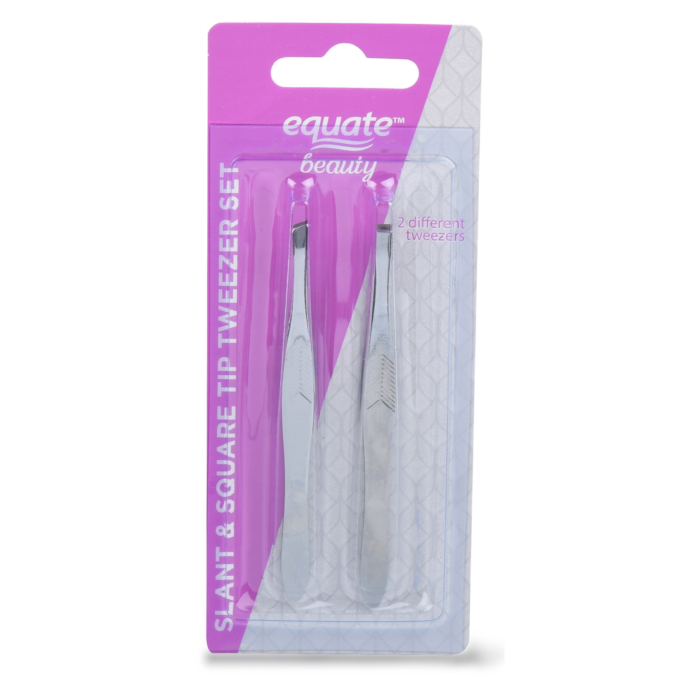 Equate Beauty Slant & Square Tip Tweezer Set, 2 Pack