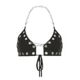 thumbnail image 2 of Top corto de moda de retazos con cadenas, Tops sin espalda, ropa con cuello Halter, hombros descubiertos , gótico para Festival de BLESIY Blusas de mujer, 2 of 8
