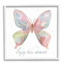 Stupell Industries Enjoy This Moment Butterfly Animals & Insects Painting White Framed Art Print Wall Art, 24 x 24